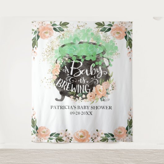 ハロウィンの赤ちゃんがもうすぐ生まれる！ハロウィン ベイビー シャワーの背景 タペストリー (正面)