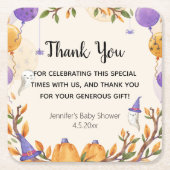 ハロウィンの赤ちゃん感謝していシャワーかわいい スクエアペーパーコースター (正面)