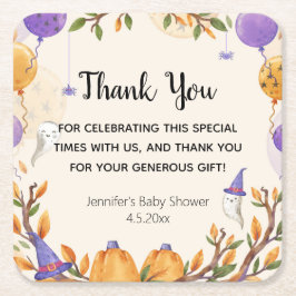 ハロウィンの赤ちゃん感謝していシャワーかわいい スクエアペーパーコースター