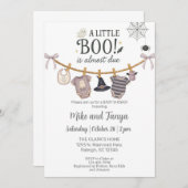 ハロウィンの赤ちゃん服ラインの性別発表招待状 招待状 (正面/裏面)