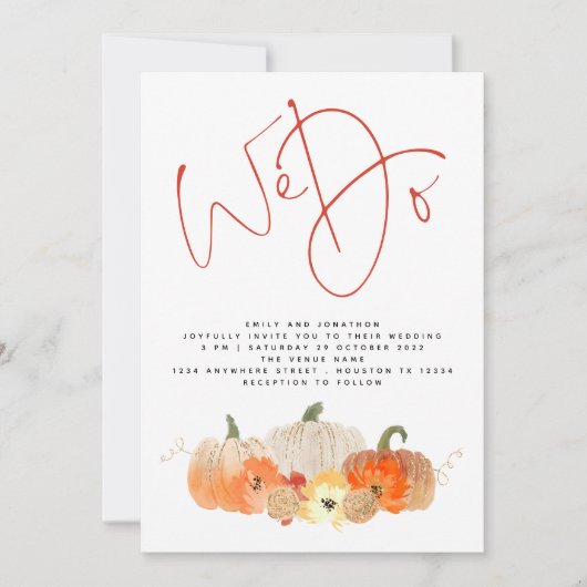 ハロウィンの輝き 私たち結婚しました QRコード ウェディング招待状 招待状 (正面)