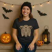 ハロウィンの輝く胸骨スケルトン Tシャツ