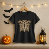 ハロウィンの輝く胸骨スケルトン Tシャツ