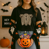 ハロウィンの輝く胸骨スケルトン Tシャツ