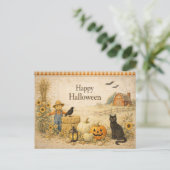 ハロウィンの農場の赤い納屋 シーズンポストカード (スタンド正面)