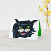 ハロウィンの邪悪な黒猫カード カード (黄色い花)
