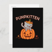 ハロウィンの郵便はがき: PUMPKITTEN猫 案内ポストカード (正面/裏面)