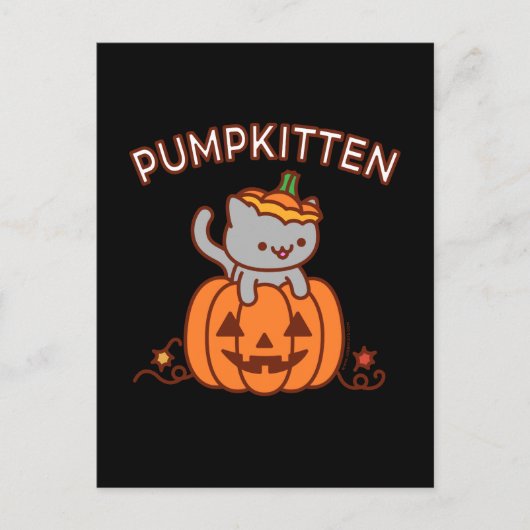 ハロウィンの郵便はがき: PUMPKITTEN猫 案内ポストカード (正面)