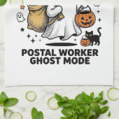 ハロウィンの郵便配達の幽霊モードのデザイン キッチンタオル (折り畳み)