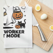 ハロウィンの郵便配達の幽霊モードのデザイン キッチンタオル (四つ折り)
