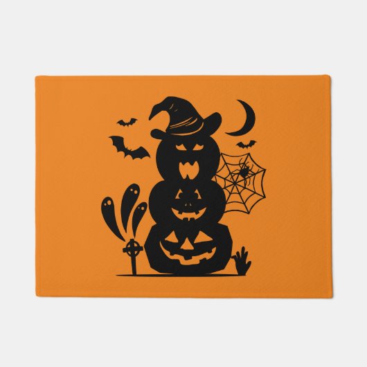ハロウィンの重ねたカボチャ ドアマット (正面)