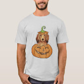 ハロウィンの長い髪のダックスフント Tシャツ (正面)