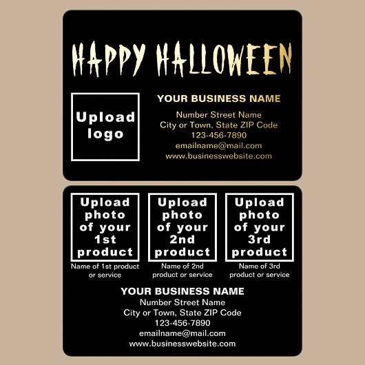ハロウィンの長方形の黒いビジネスブランド 箔シーズンカード