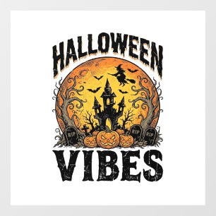 ハロウィンの雰囲気 ヴィンテージ 幽霊の月 Tシャツ デザイン_ ウィンドウサイン