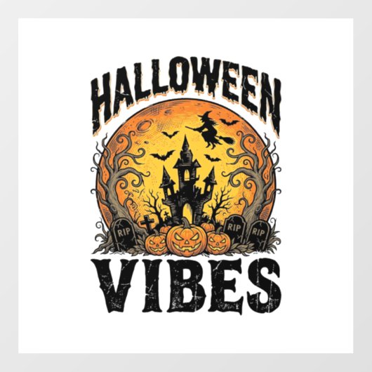 ハロウィンの雰囲気 ヴィンテージ 幽霊の月 Tシャツ デザイン_ ウィンドウサイン (シート)