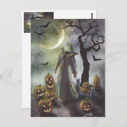 ハロウィンの霧の散歩 ポストカード (正面/裏面)