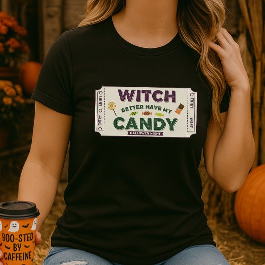 ハロウィンの面白いウィッチ「キャンディをくれないとイタズラするわ」ジョーク Tシャツ