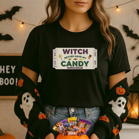 ハロウィンの面白いウィッチ「キャンディをくれないとイタズラするわ」ジョーク Tシャツ