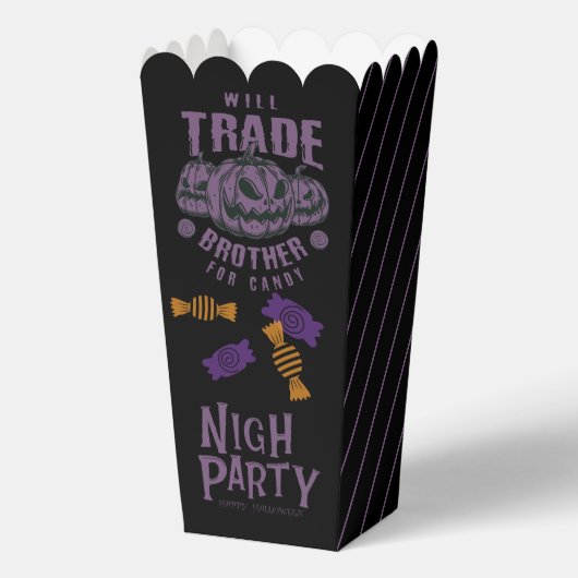 ハロウィンの面白いポップコーンボックス – 弟とお菓子を交換 フェイバーボックス (正面)