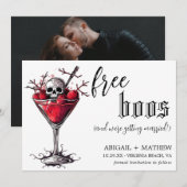 ハロウィンの面白い無料ドリンクブース写真 ウェディング セーブザデート (正面/裏面)