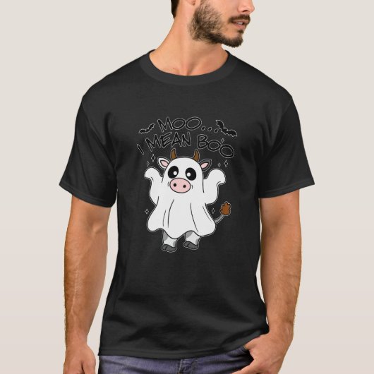 ハロウィンの面白い牛の幽霊のコスチューム Tシャツ (正面)