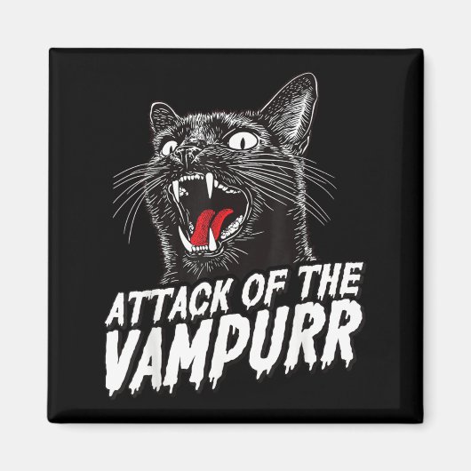 ハロウィンの面白い黒猫ヴァンパイアの攻撃 マグネット (正面)