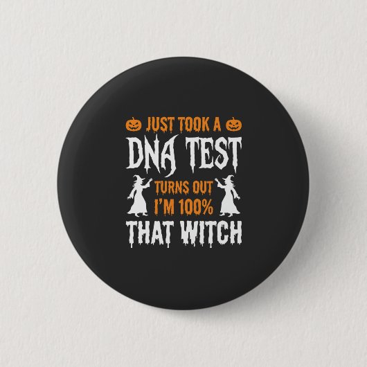 ハロウィンの面白いDNA鑑定魔法使いグラフィック 缶バッジ (正面)
