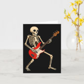 ハロウィンの音楽好きのためのロックするスケルトン 面白い カード (黄色い花)