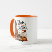 ハロウィンの音楽教師 オレンジのお化け コーヒーマグ マグカップ (正面左)