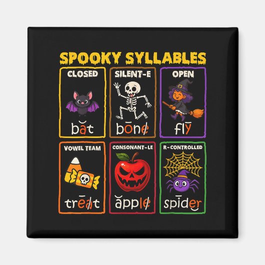 ハロウィンの音節リーディング指導者 マグネット (正面)