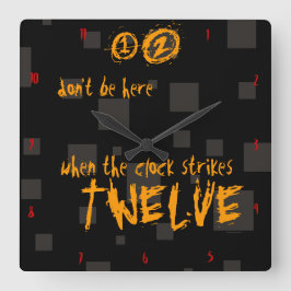 ハロウィンの風変わりで気色悪い芸術箱の黒のオレンジ気味悪い スクエア壁時計