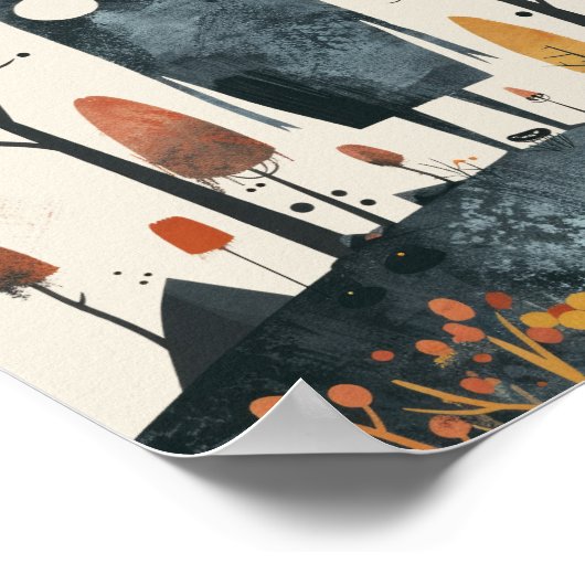 ハロウィンの風景不気味に登場する可愛いモンスター子供部屋 ポスター (角)