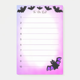 ハロウィンの飛ぶコウモリの紫と白のTo Do リスト ポストイット