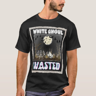 ハロウィンの飲み会にピッタリ!ユーモアあふれる「White Ghoul Wasted」デザイン Tシャツ