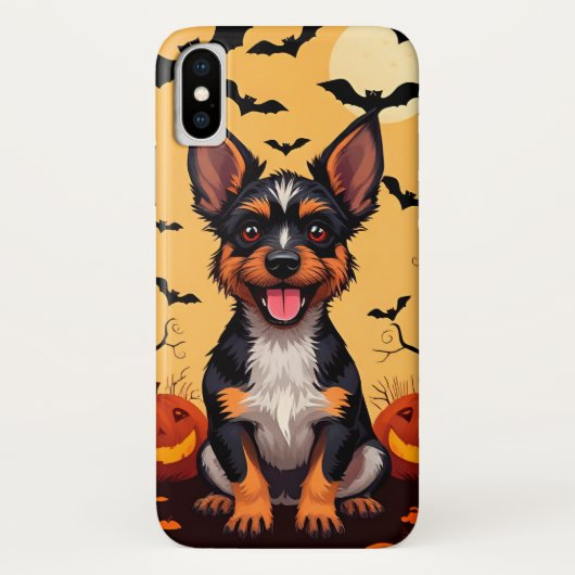 ハロウィンの飾り付けがされたかわいい犬 Case-Mate iPhoneケース (裏面)