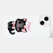 ハロウィンの飾り付けに弓を付けたかわいい黒猫 Case-Mate iPhoneケース (裏面 (横))