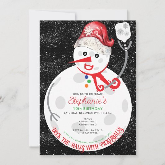 ハロウィンの飾り付けをしたクリスマスピックルボール誕生日パーティー 招待状 (正面)