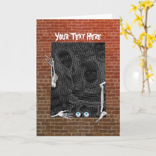 ハロウィンの骨格パーツ(写真立て)高さ カード (黄色い花)