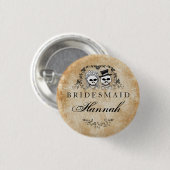 ハロウィンの骨組ブラウンのゴシック様式新婦付添人 缶バッジ (正面&裏面)