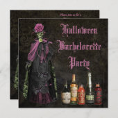 ハロウィンの骨組花嫁のバチェロレッテ 招待状 (正面/裏面)