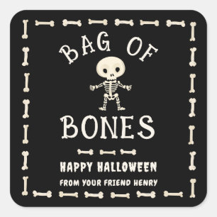 ハロウィンの骨袋 スクエアシール