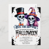 ハロウィンの骸骨カップル シーズンポストカード (正面/裏面)