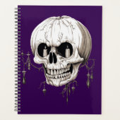 ハロウィンの骸髏のメルトデザイン コウモリのイラスト入り プランナー手帳 (正面)