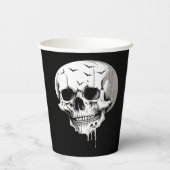 ハロウィンの骸髏の蝋化とコウモリのモチーフ 紙コップ (裏面)