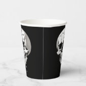 ハロウィンの骸髏の蝋化とコウモリのモチーフ 紙コップ (右)