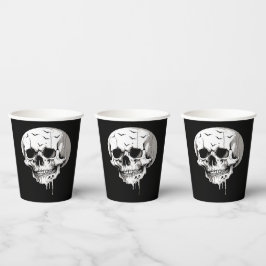 ハロウィンの骸髏の蝋化とコウモリのモチーフ 紙コップ