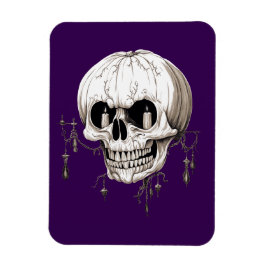 ハロウィンの骸髏パンプキンとコウモリのイラスト メルティングスカル マグネット