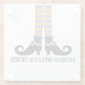 ハロウィンの魔女お洒落おもしろいカラフルシューズ ガラスコースター (裏面)