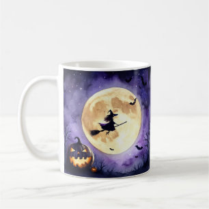 ハロウィンの魔女が満月を飛ぶ コーヒーマグカップ