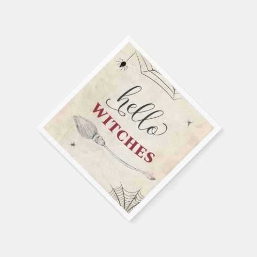 ハロウィンの魔女たちへの挨拶 ブランデッドシャワーパーティ スタンダードカクテルナプキン (角)